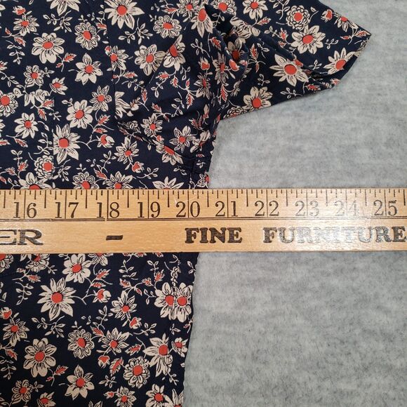 J.Crew‎ Secret Wash Shirting Floral Shirt Mens Small Navy Blue Orange Summer - Picture 4 of 5